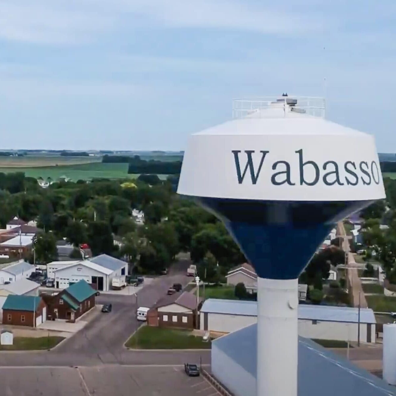 Aerial View of Wabasso, Minnesota's Water Tower